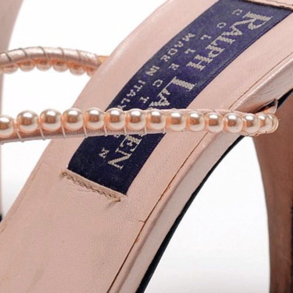 Vintage Ralph Lauren Purple Label Strappy Pearl Sandals
